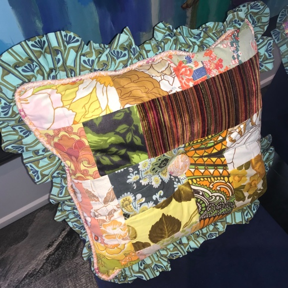 Retro Stylish Accent pillow, 2 sided turquoise - Picture 5 of 16